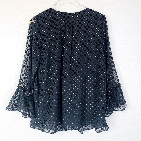 Soft Surroundings Gold Swiss Dot Velvet Blouse Size L - Picture 4 of 7
